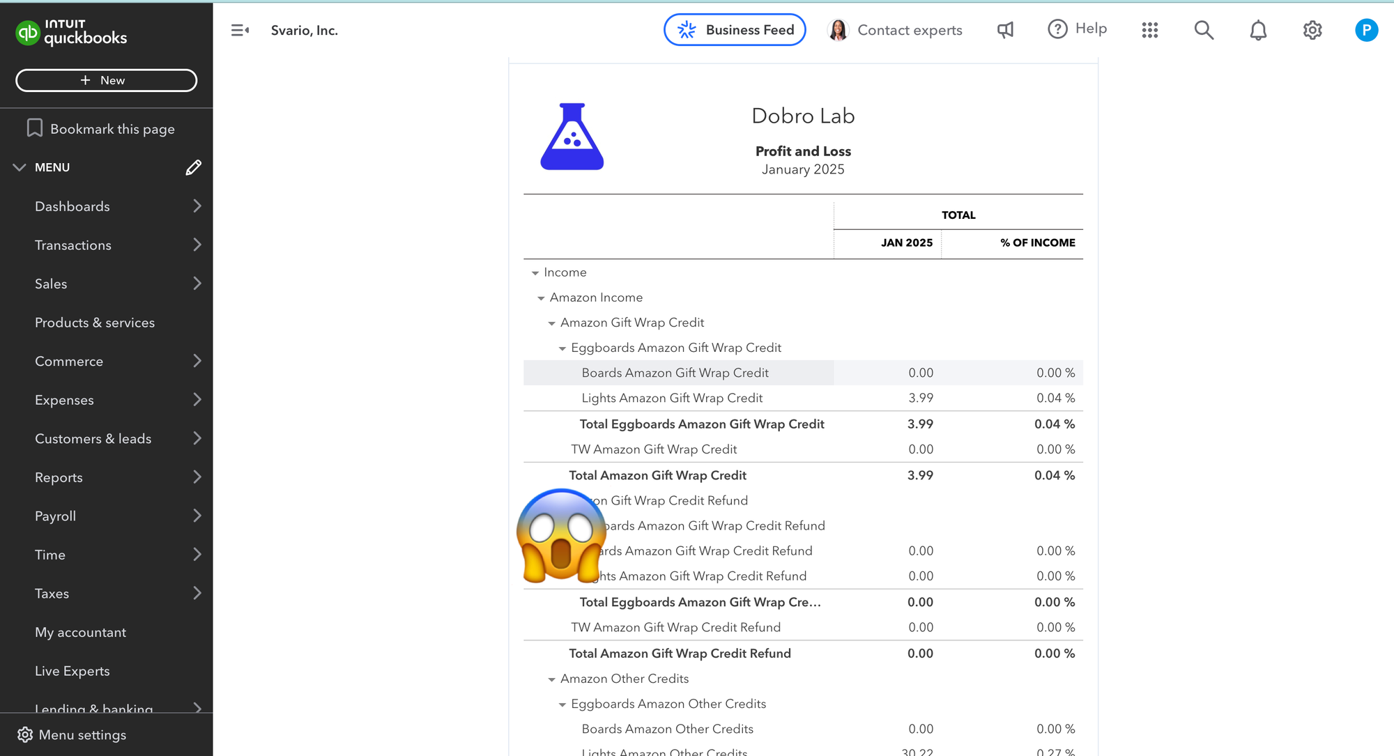 Quickbooks Expanded Profit and Loss is unreadable for Amazon FBA sellers