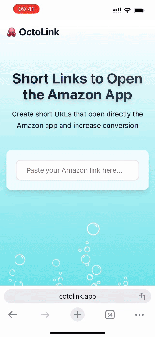 OctoLink creates short Amazon link that open directly the amazon app